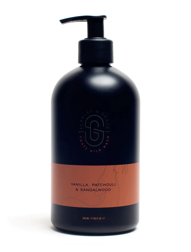 Scarlet and Grace Vanilla, Patchouli & Sandalwood Goats Milk Wash - 500ml