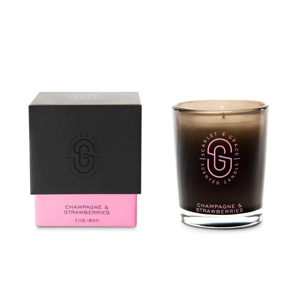 Scarlet and Grace Champagne & Strawberries Mini Candle - 60g