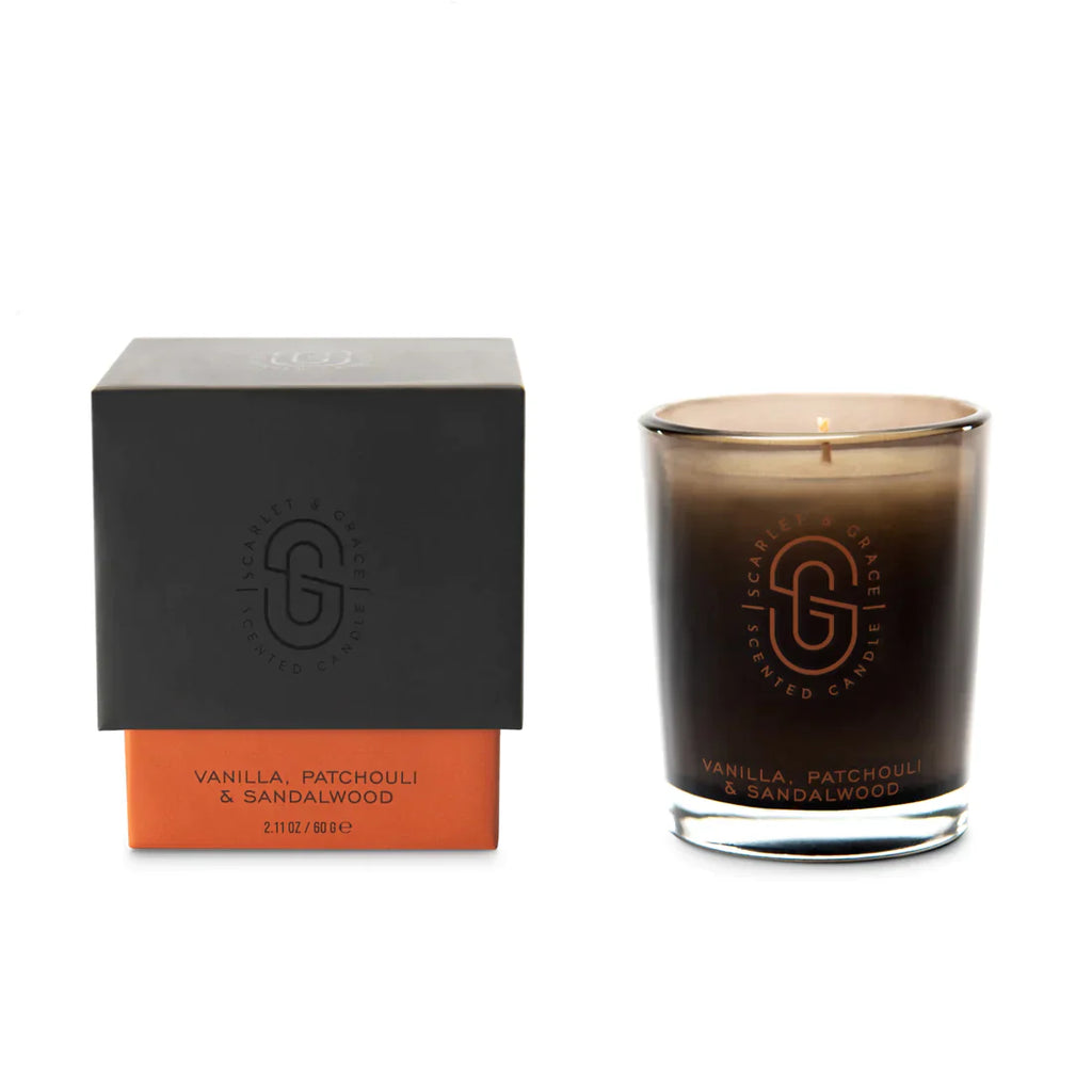 Scarlet and Grace Vanilla, Patchouli & Sandalwood Mini Candle - 60g