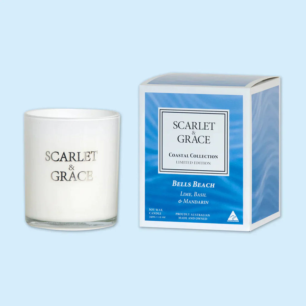 Scarlet and Grace Bells Beach - Lime, Basil & Mandarin Candle - 340g