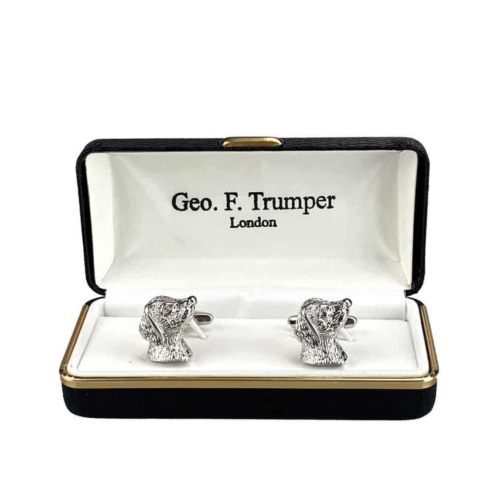 Geo F Trumper Silver Dog Head Cufflinks