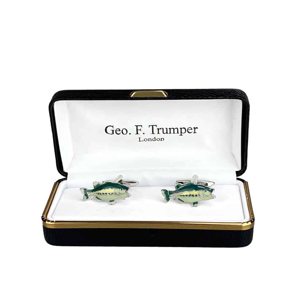 Geo F Trumper Green Silver Fish Cufflinks
