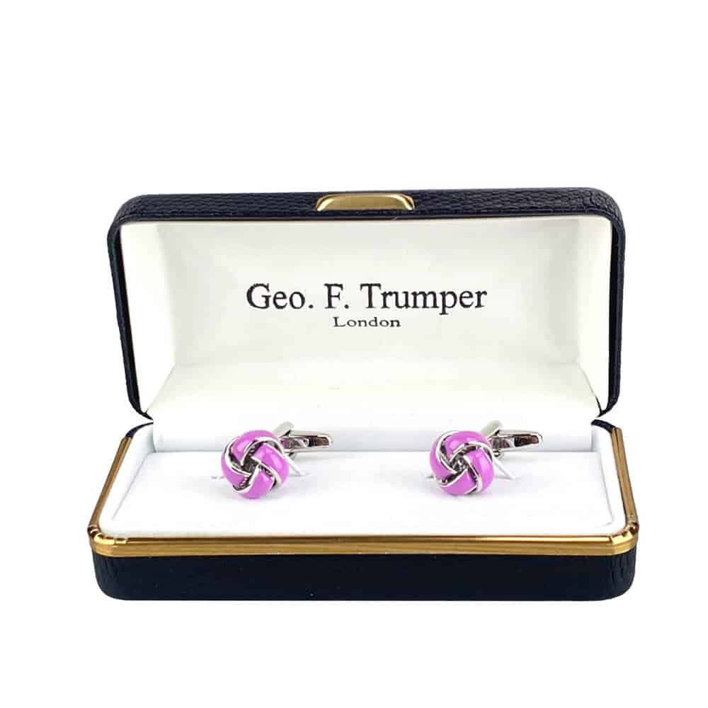 Geo F Trumper Mauve Silver Knot Cufflinks