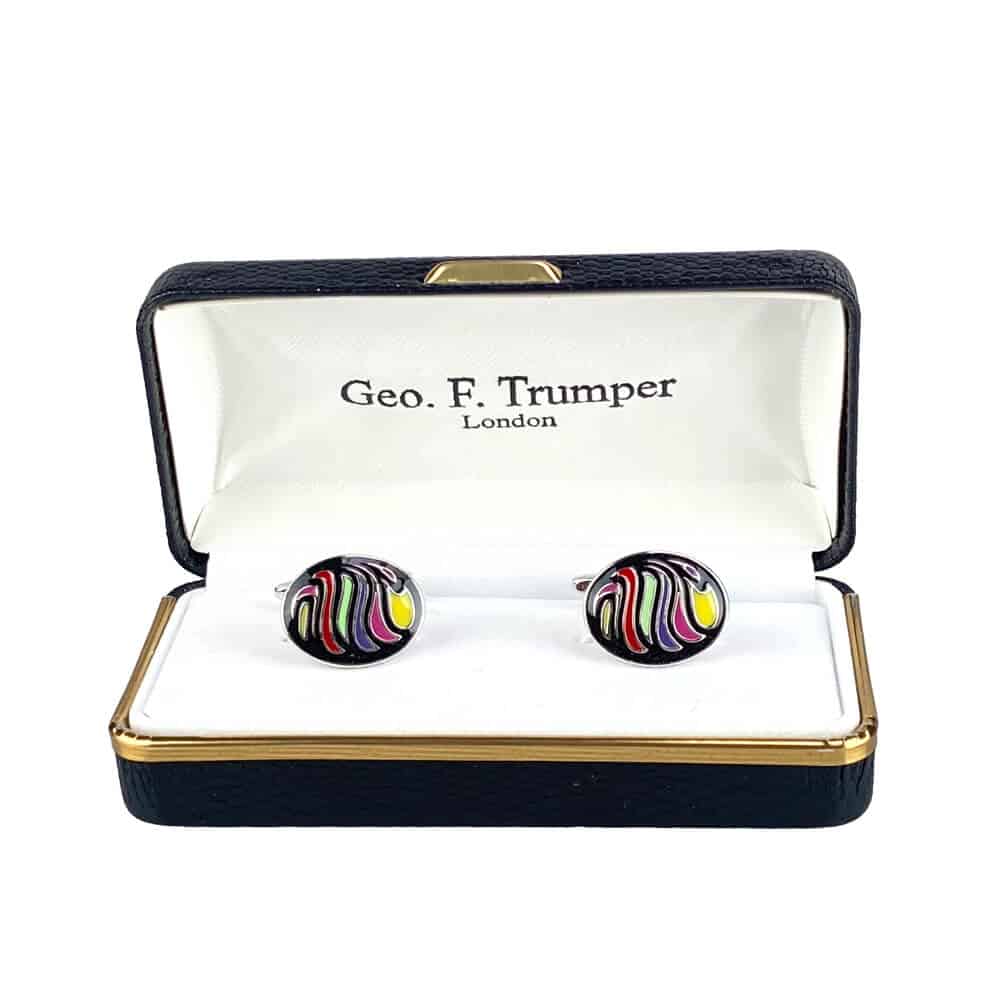 Geo F Trumper Oval Multi Coloured Cufflinks
