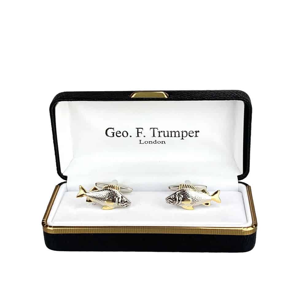 Geo F Trumper Silver Gold Fish Cufflinks
