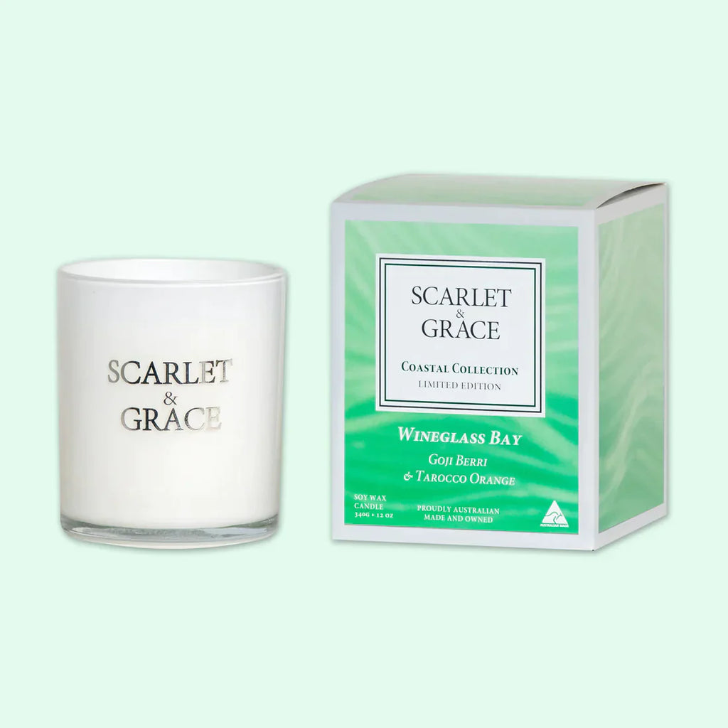 Scarlet and Grace Wineglass Bay - Goji Berry & Taroco Orange Candle - 340g