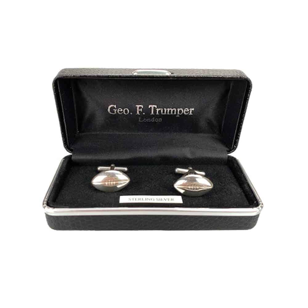 Geo F Trumper Sterling Silver Rugby Ball Cufflinks