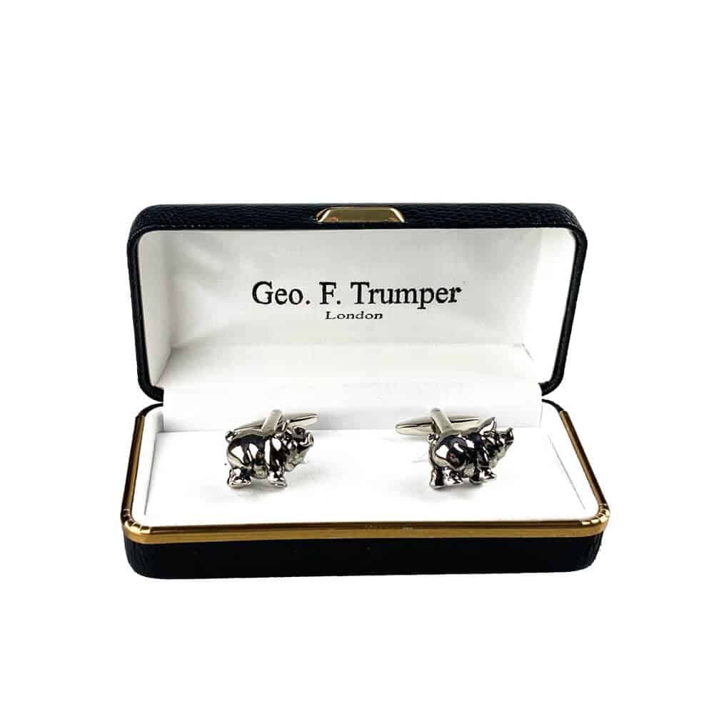 Geo F Trumper Silver Pig Cufflinks