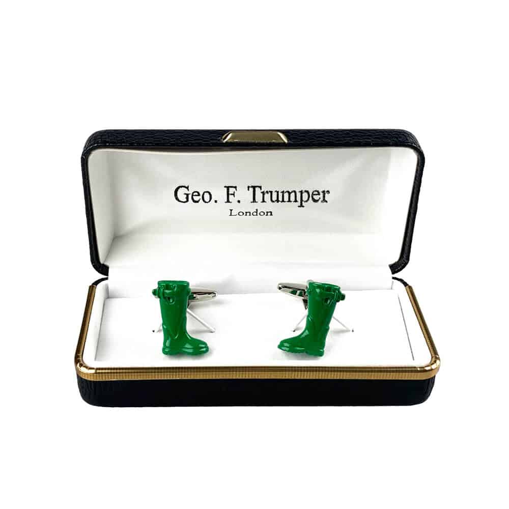 Geo F Trumper Green Wellington Boot Cufflinks